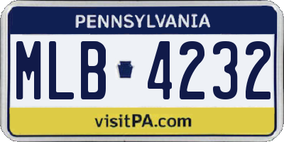 PA license plate MLB4232