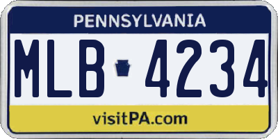 PA license plate MLB4234