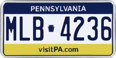 PA license plate MLB4236