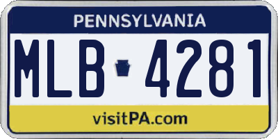 PA license plate MLB4281