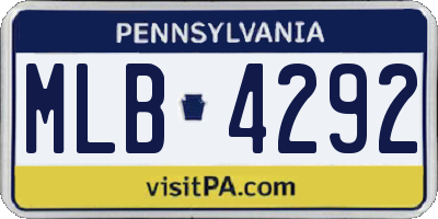 PA license plate MLB4292
