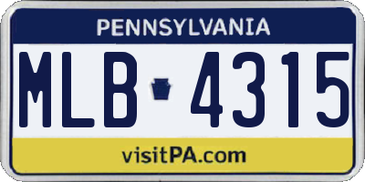 PA license plate MLB4315