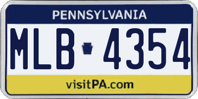 PA license plate MLB4354
