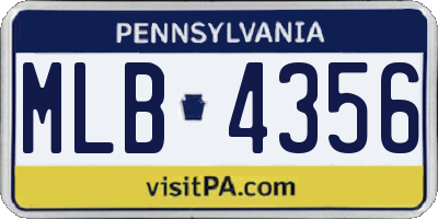 PA license plate MLB4356