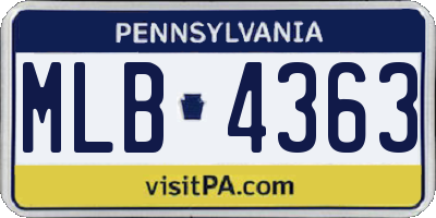 PA license plate MLB4363