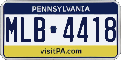 PA license plate MLB4418