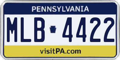 PA license plate MLB4422
