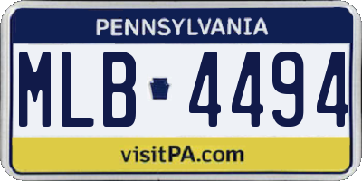 PA license plate MLB4494