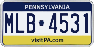 PA license plate MLB4531