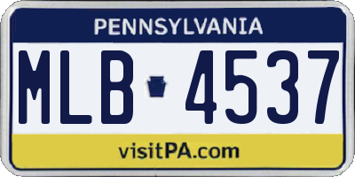 PA license plate MLB4537