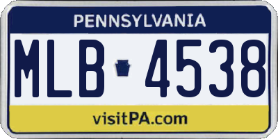 PA license plate MLB4538