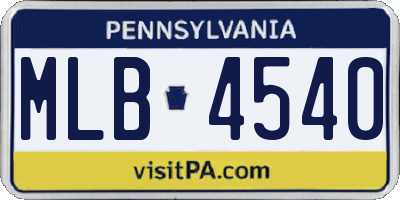 PA license plate MLB4540