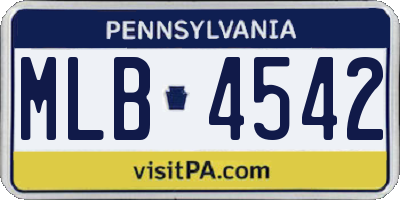 PA license plate MLB4542