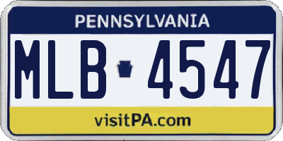 PA license plate MLB4547