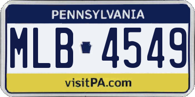 PA license plate MLB4549