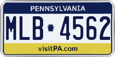 PA license plate MLB4562