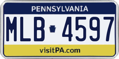 PA license plate MLB4597