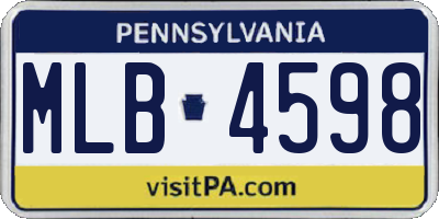 PA license plate MLB4598