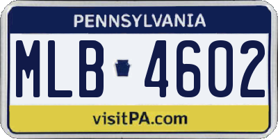 PA license plate MLB4602