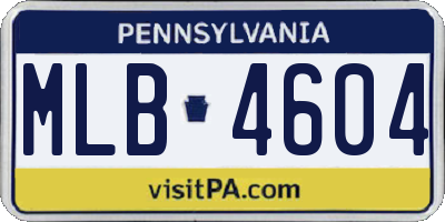 PA license plate MLB4604