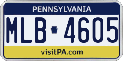 PA license plate MLB4605