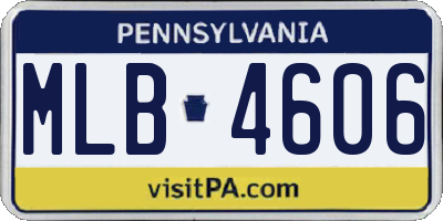 PA license plate MLB4606