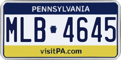 PA license plate MLB4645
