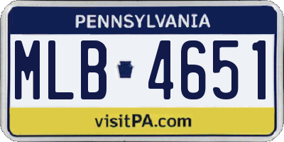 PA license plate MLB4651