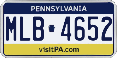 PA license plate MLB4652