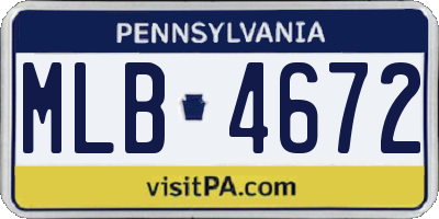 PA license plate MLB4672