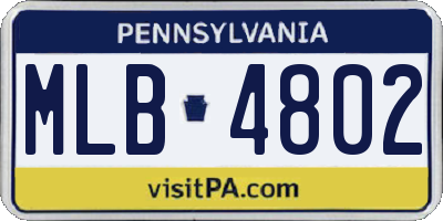 PA license plate MLB4802