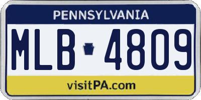 PA license plate MLB4809