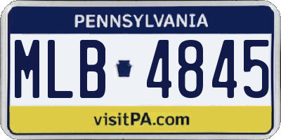 PA license plate MLB4845