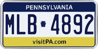 PA license plate MLB4892