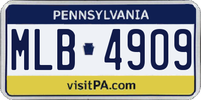 PA license plate MLB4909