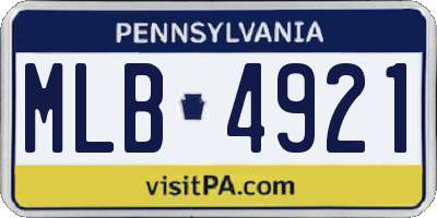PA license plate MLB4921