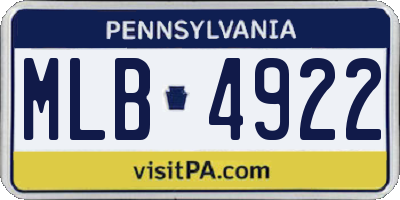 PA license plate MLB4922