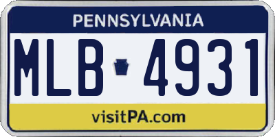 PA license plate MLB4931