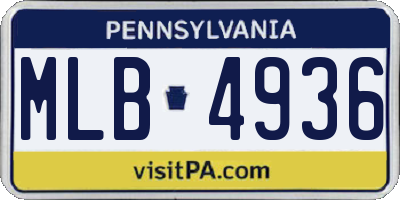 PA license plate MLB4936