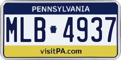 PA license plate MLB4937