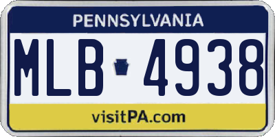 PA license plate MLB4938