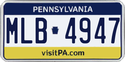 PA license plate MLB4947