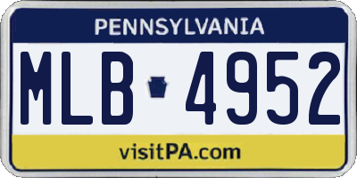 PA license plate MLB4952