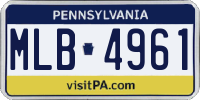 PA license plate MLB4961