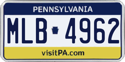 PA license plate MLB4962