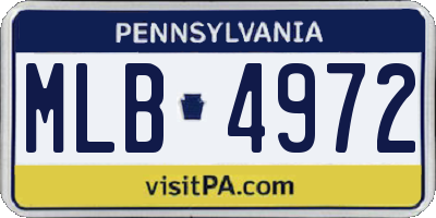 PA license plate MLB4972