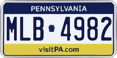 PA license plate MLB4982