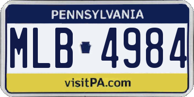 PA license plate MLB4984