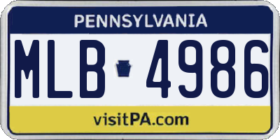 PA license plate MLB4986