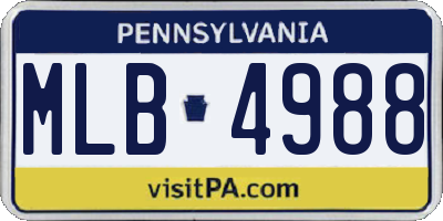 PA license plate MLB4988